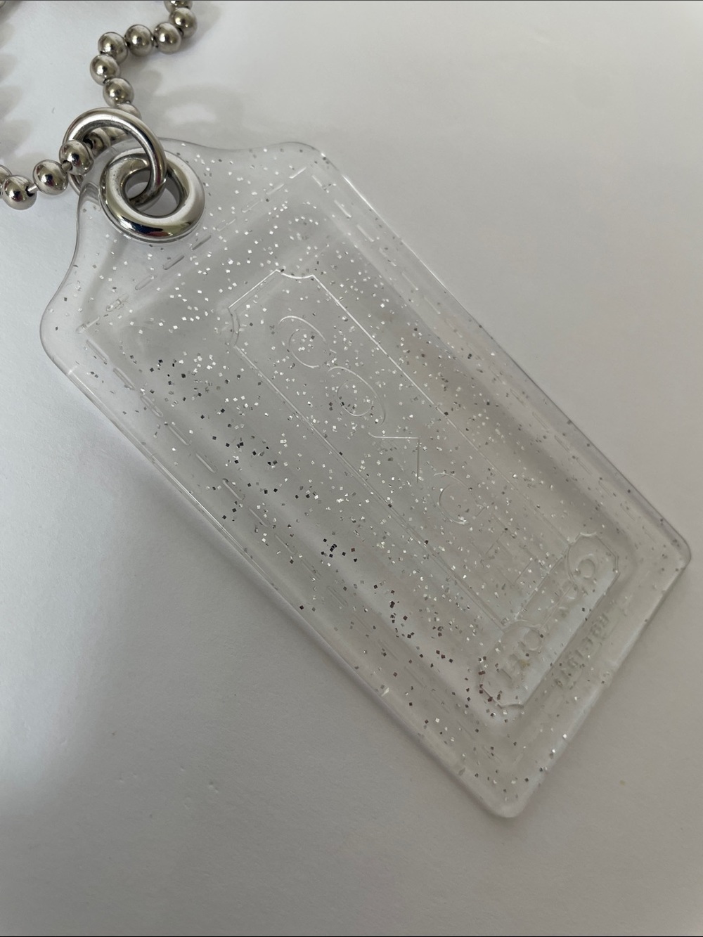 Coach Poppy XL Clear Glitter Acrylic Hang Tag Bag Charm